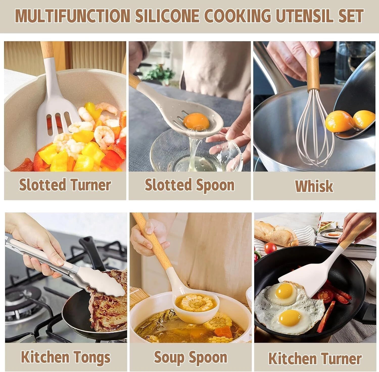 Kitchen Cooking Utensils Set, 33 pcs Non-Stick Silicone Cooking Kitchen Utensils 07FC0E-D4 - KOEEK