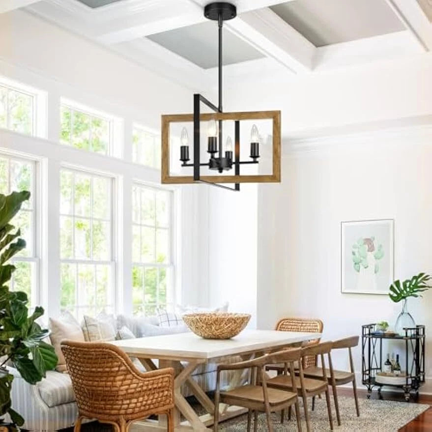 17” Farmhouse Chandelier for Dining Room Fixtures 4 Light Rustic Chandelier 07FC0E-D4 - KOEEK