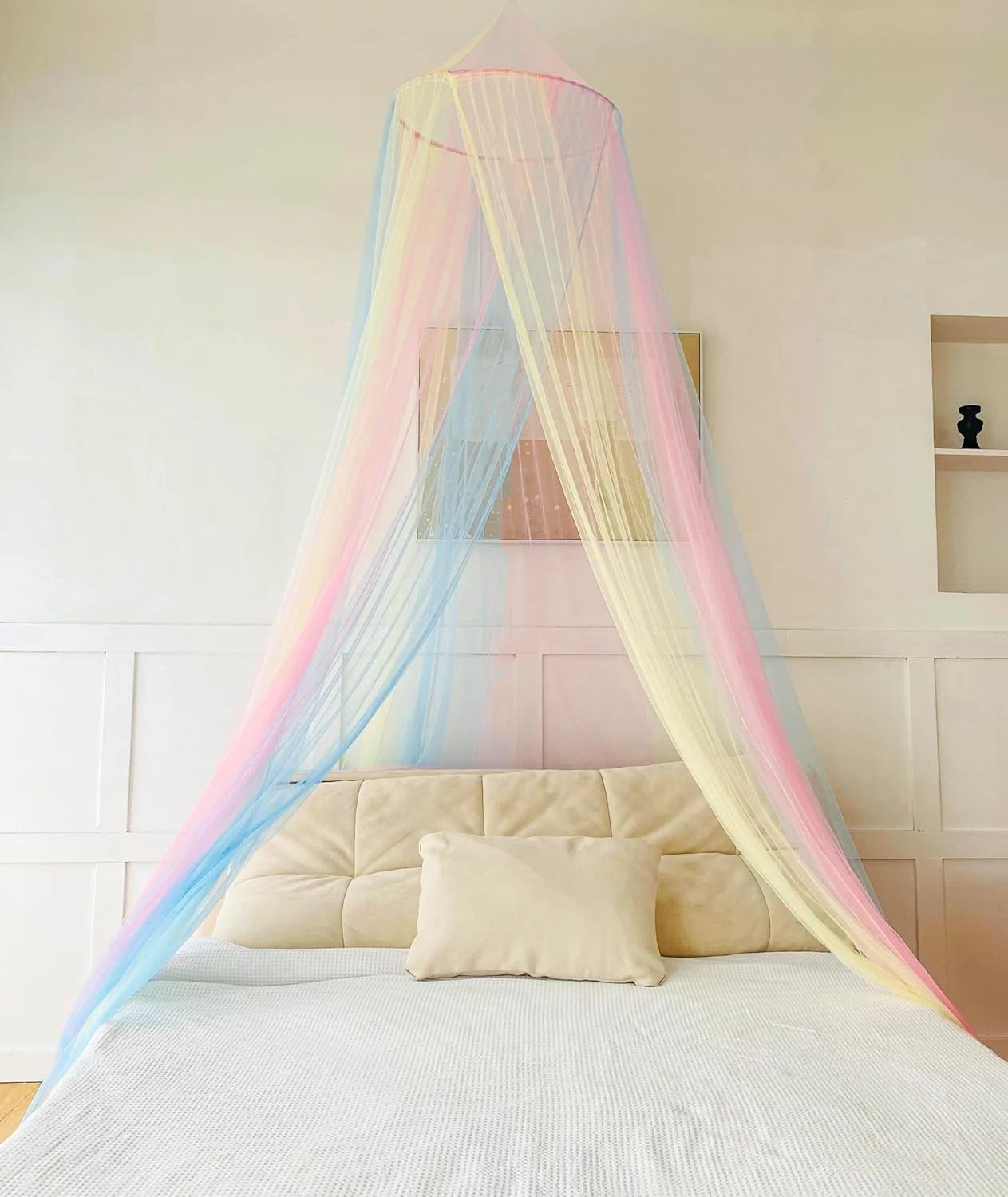 Mosquito Net Bed Canopy for Girls,Rainbow Canopy Bed Curtains Full Queen Size 07FC0E-D4 - KOEEK