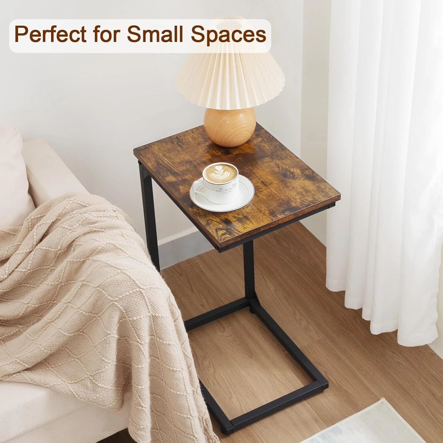 C Shaped End Tables, TV Trays Set of 2 for Living Room, Slide Under Couch Table 07FC0E-D4 - KOEEK