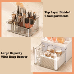 new Bathroom Countertop Organizer with Drawer - 3 Tier Makeup for clear 07FC0E-D4 - KOEEK