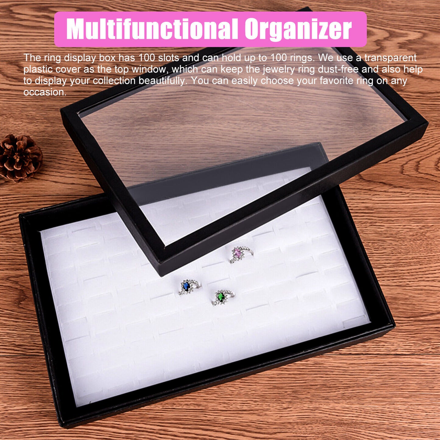 100 Slots Schmuck Ring Display Organizer Fall Tray Halter Ohrring Lagerung Box