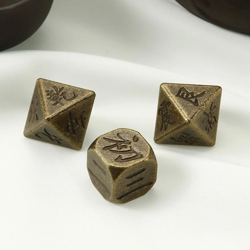 Solid Brass Metal Multi Sided Dice Game Prop Collectible Bagua Dice 07FC0E-D4 - KOEEK