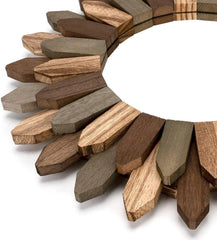 Boho Wall Decor 12 inch Decorative Mirror with Rustic Wood Sunburst Frame 07FC0E-D4 - KOEEK