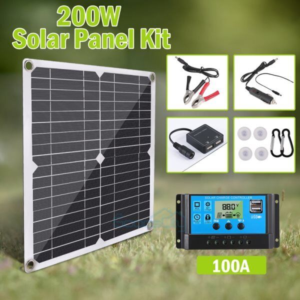 ny 200W Watt Mono Solcellepanel 12V Lading Off-Grid Batteristrøm RV Home Boat Camp