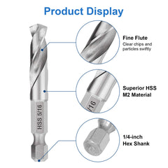 nytt 1/4'' skaft 5 STK Stubby høyhastighets stål M2 kort lengde boresett for metall