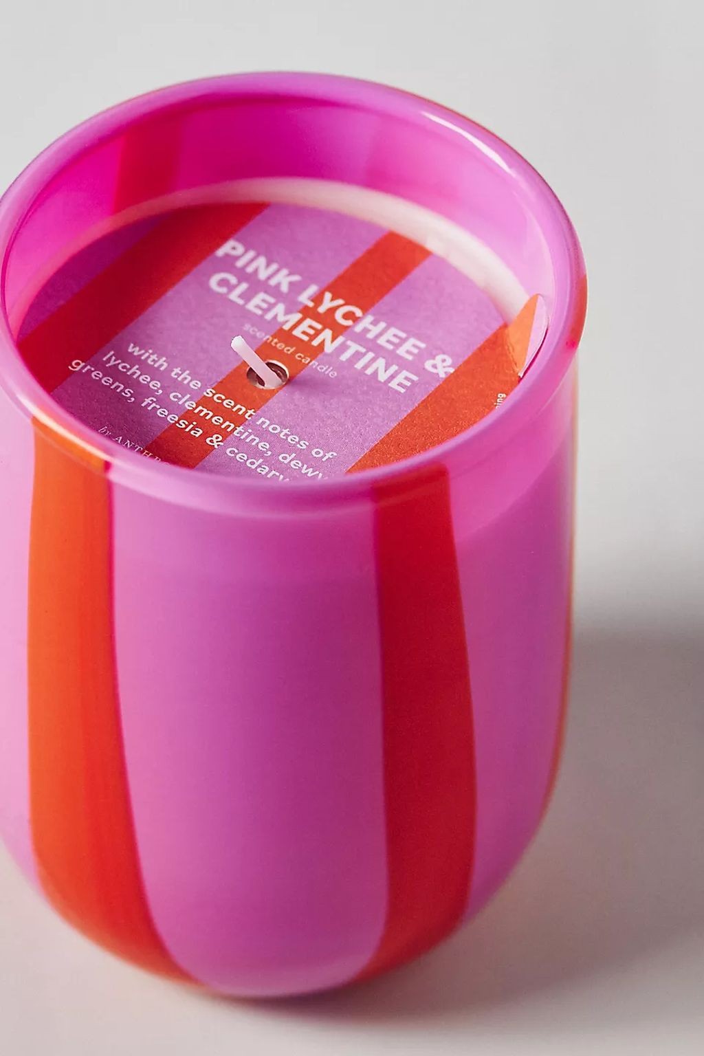 ANTHROPOLOGIE PIPER LYCHEE CLEMENTINE PINK GLASS CANDLE 💕~ 70 hr  15.34 oz. ANTHROPOLOGIE - KOEEK