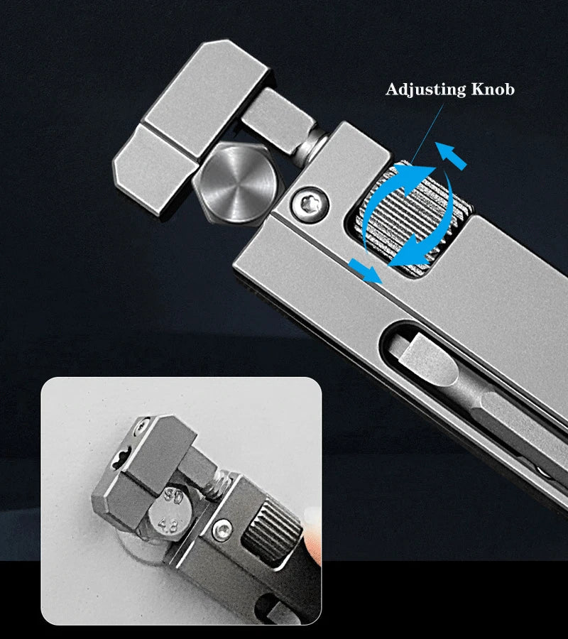 EDC Titanium Alloy Multi Tools Adjustable Wrench Pocket with Bit Holder Keychain 07FC0E-D4 - KOEEK