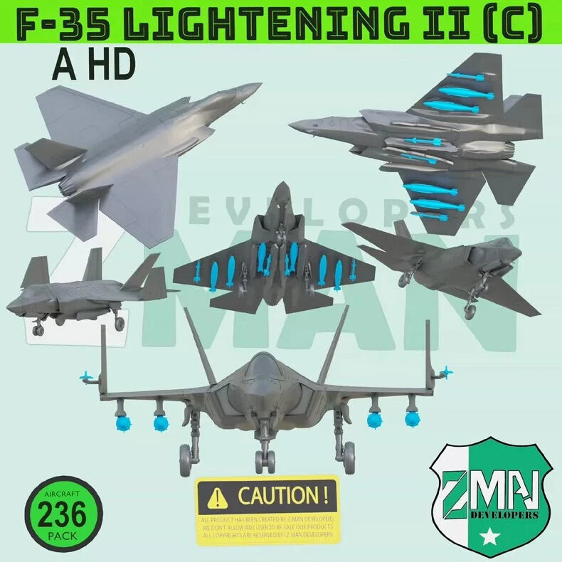 1/144 U.S. F35-C Lightning 2 Fighter Jet Unpainted Assembly Model 3D Printed 07FC0E-D4 - KOEEK
