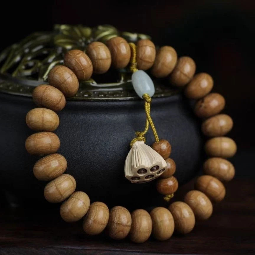 Liudao Wood Mala Bracelet 10mm Sandalwood Prayer Beads Unisex Handmade Gift 07FC0E-D4 - KOEEK