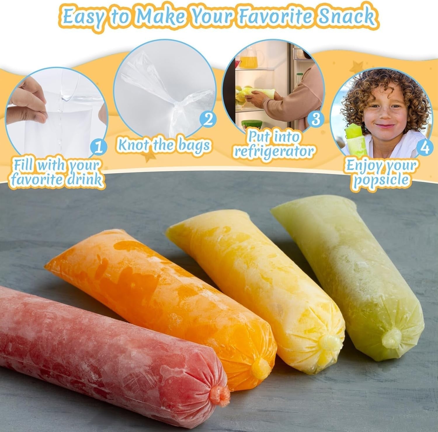 new 100 Ice Candy Plastic Bags - 4x12 Bolsas para bolis de hielo One Size, Clear 07FC0E-D4 - KOEEK