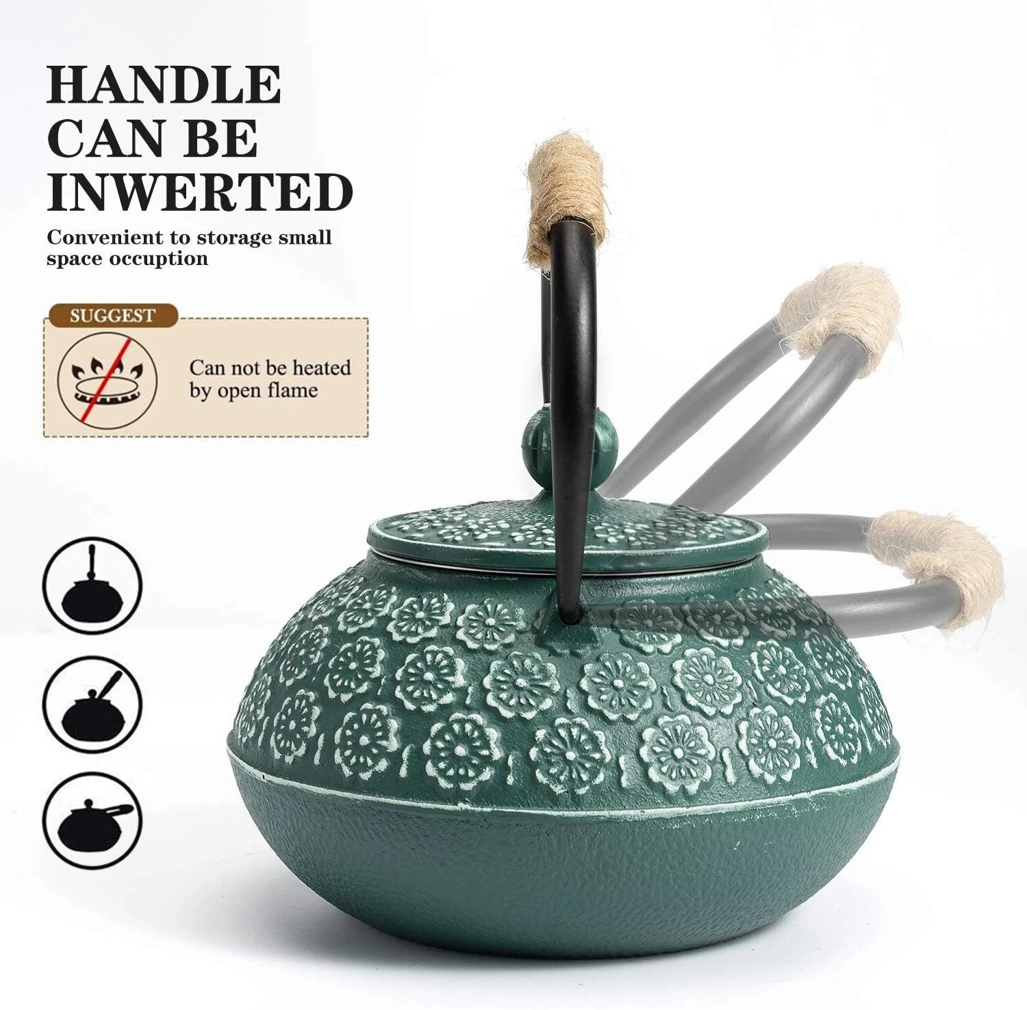 Cast Iron Teapot, 30oz/900ml Tetsubin Tea Pot with Infuser for Loose Leaf 07FC0E-D4 - KOEEK