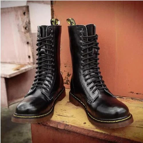 Retro Military High Quality Boots Cowhide Leather Boot Round Toe Long Tube Gift 07FC0E-D4 - KOEEK