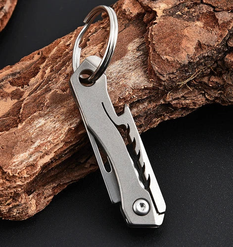 Titanium Mini Knife Keychain Folding Knife Bottle Opener Tool Outdoor Pocket EDC 07FC0E-D4 - KOEEK