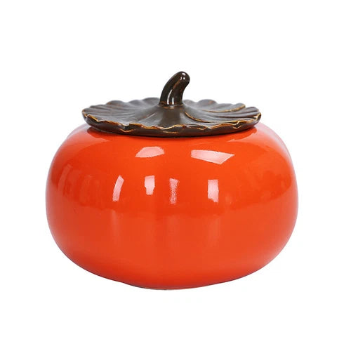 3.5inch Ceramics Persimmon Tea Jar Tea Bag Storage Box Sealed Porcelain Caddy 07FC0E-D4 - KOEEK