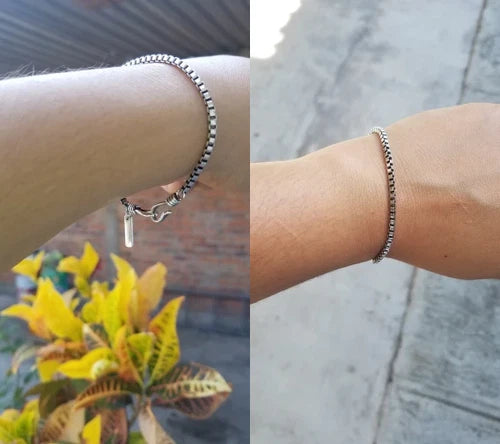 Women's 925 Silver Plating Beads Handmade Retro Geometric Bracelet Gift 07FC0E-D4 - KOEEK