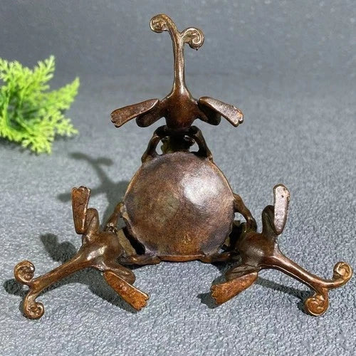 Chinese Vintage Pixiu Dragon Bronze Teapot Lid Rest Candlestick Ornament 07FC0E-D4 - KOEEK