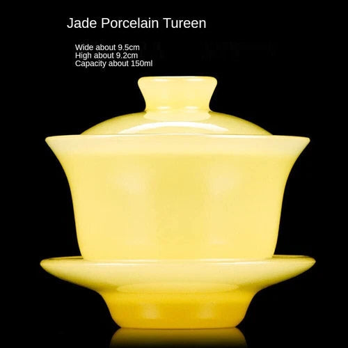 150ml Chinese Dehua Jade Porcelain Tea Cup Master Cup Kung Fu Tea Set Gaiwan 07FC0E-D4 - KOEEK