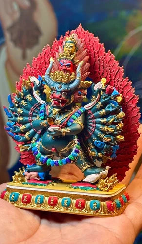 12CM Copper Painted Yamantaka Buddha Statue Home Design Collection 07FC0E-D4 - KOEEK