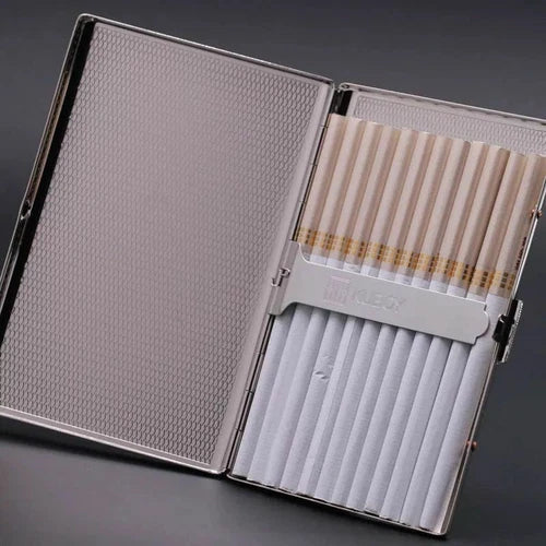 Hot EDC Ultra Thin & Long Cigarette Box Stainless Steel Can Hold 10PCs 07FC0E-D4 - KOEEK