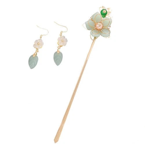 Chinese Hanfu Hair Pin And Earrings Set Traditional Costume Jewelry Women 07FC0E-D4 - KOEEK