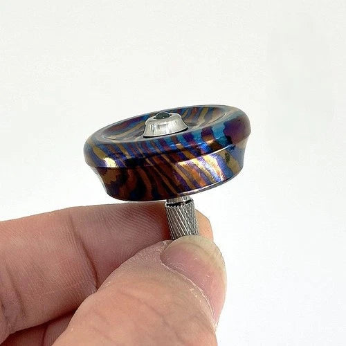 Titanium Damascus Spinning Top Desktop Spinner Fidget Toy Gyro Gyroscope Gift 07FC0E-D4 - KOEEK