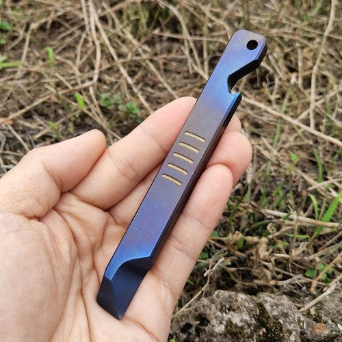 Titanium Pry Bar Crowbar Bottle Opener EDC Pocket Multi Tools Keychain Crowbar 07FC0E-D4 - KOEEK