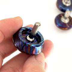 Titanium Damascus Spinning Top Desktop Spinner Fidget Toy Gyro Gyroscope Gift 07FC0E-D4 - KOEEK