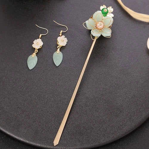 Chinese Hanfu Hair Pin And Earrings Set Traditional Costume Jewelry Women 07FC0E-D4 - KOEEK