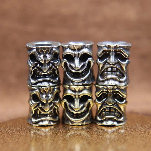 Facial Expressions Smile Angry Sad Face Brass Paracord Bead Lanyard Pendant DIY 07FC0E-D4 - KOEEK