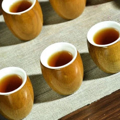 1 Pcs Golden Nanmu Tea Cup 4.6×4.8cm Ceramic Lined Wine Cup Natural Wood 07FC0E-D4 - KOEEK