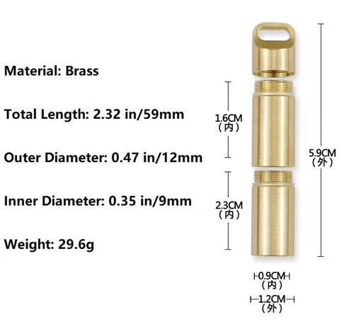 Hot Brass Pill Case Holder EDC Pill Organizer Container 2 Compartment Waterproof 07FC0E-D4 - KOEEK