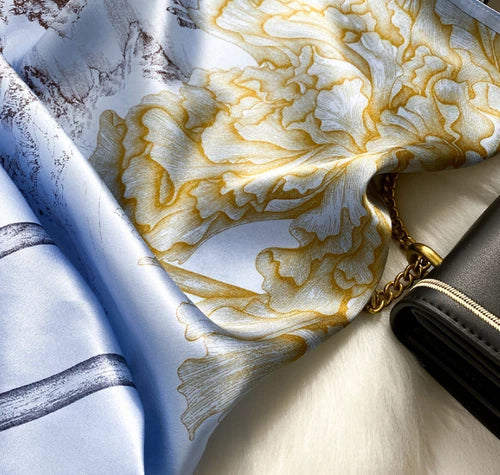 Silk Mulberry Scarf Neckerchief petals Print Square Shawl Bandanna 35'' 07FC0E-D4 - KOEEK