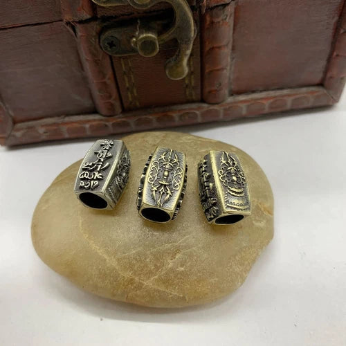 Six Characters Paracord Bead Brass Knife Handle Lanyard Pendant DIY Accessories 07FC0E-D4 - KOEEK