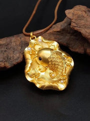 Handmade Fish Pendant Necklace Filigree Inlay Pearl Vintage Style Carved Jewelry 07FC0E-D4 - KOEEK