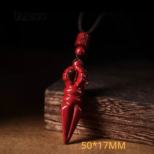 Cinnabar Vajra Pestle Pendant Men Keychain Women Necklace Purple Sand Amulet 07FC0E-D4 - KOEEK