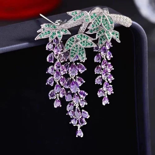Wisteria Flower Brooch Pin Tassel Suit Coat Lapel Accessory 07FC0E-D4 - KOEEK