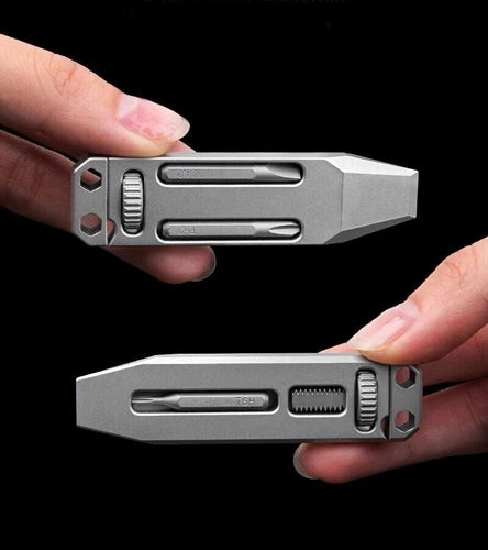 Mini Titanium Multi Tools Adjustable Wrench Pocket EDC Pry Bar Crowbar with Bits 07FC0E-D4 - KOEEK