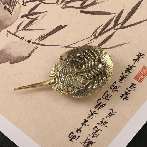 Chinese Brass Ornament Ancient Marine Life Collection Horseshoe Crab Art Statue 07FC0E-D4 - KOEEK