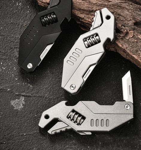 EDC Titanium Alloy Multi Tools Adjustable Wrench Pocket Folding Knife Keychain 07FC0E-D4 - KOEEK