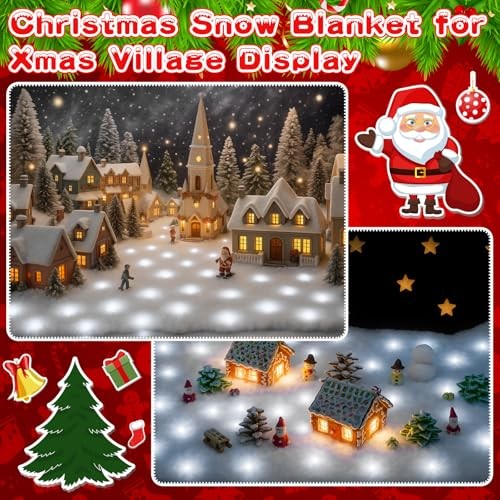 Christmas Snow Blanket with LED Lights String Pre Lit Artificial Fake Snow 07FC0E-D4 - KOEEK