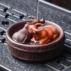 Purple Sands Zodiac Cow Tea Pet Ornament 9cm 3.5in Tea Play Tea Ceremony 07FC0E-D4 - KOEEK