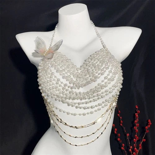 Multilayer Rhinestone Tassel Body Chain Fashion Chest Necklace Jewelry 07FC0E-D4 - KOEEK