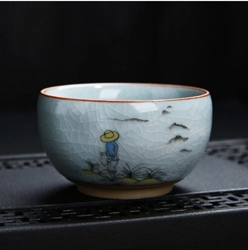 Master Cup Crackle Glaze Ruyao Craft Porcelain Tea Cup Chinese Kungfu Cup 95ml 07FC0E-D4 - KOEEK