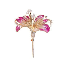 Vintage Lily Flower Brooch Enamel Lapel Pin Coat Accessory 07FC0E-D4 - KOEEK