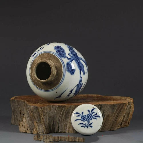 4.1 "Chinese Antique Blue and White Porcelain Hand-painted Pine and Bamboo Jar" 07FC0E-D4 - KOEEK