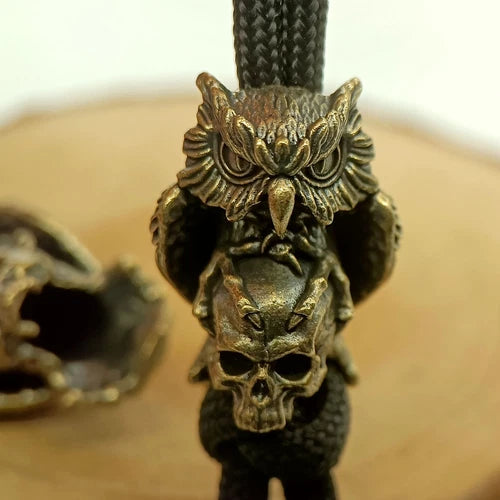 Owl & Skull Brass Bead Parachute Cord Knife Lanyard Pendant DIY Accessories 07FC0E-D4 - KOEEK