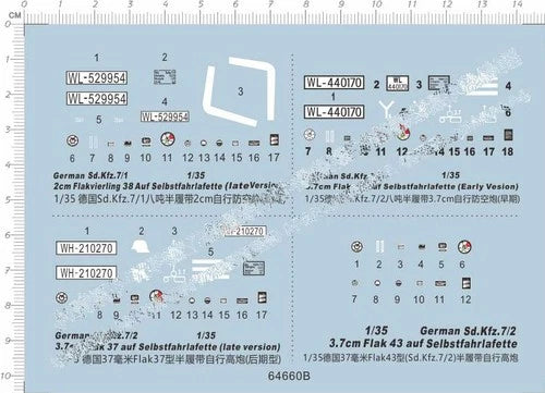 1/35 German Sd.Kfz.7 flak 37 38 41 auf Selbstfahrlafette Model Kit Metal Decal 07FC0E-D4 - KOEEK