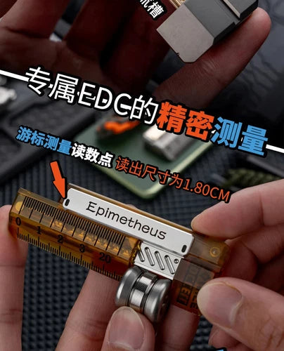 EDC Fun Stress Tools Titanium Push Slider Brass Mechanical Ruler Fidget Ring Toy 07FC0E-D4 - KOEEK