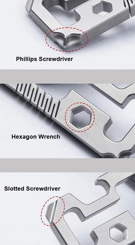 TC4 Titanium Alloy + Leather Multi Tools Keychain Carabiner Car KeyPendantEDC 07FC0E-D4 - KOEEK